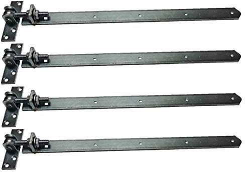 Premium Ladenbänder verzinkt mit Kloben verstellbar um 30 mm für Zauntor Länge 1000 mm x Breite 40 mm, Set 4 Stück