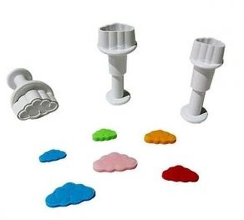 Torten Deko Shop Wolken Ausstecher Set - Wolke Cookie Cutter - 4 Polierte Kunststoff Ausstechformen