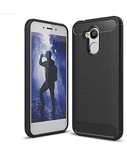 König Design Handyhülle kompatibel mit Huawei Honor 6A Pro Silikon Case Hülle Sturzsichere Back-Cover Handyhülle - Carbon - Schwarz