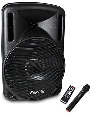 Portable PA System with Wireless UHF Microphone, Bluetooth Rechargeable Active Speaker 12 Woofer, USB/SD Player, Guitar Input & LED Lights for Music & Events