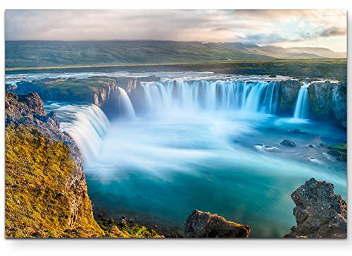 Leinwandbilder | Bilder Leinwand 120x80cm wunderschöner Wasserfall auf Island