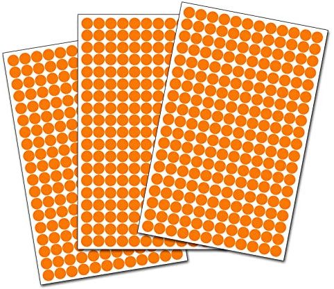 Finest Folia 684-1368 Klebepunkte Neon 15mm Kreis Punkt selbstklebende Aufkleber Inventur (Neon Orange, 684 Klebepunkte)