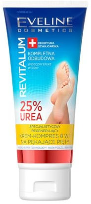 Eveline Cosmetics Revitalum Crema Riparatrice Tallone 8-in-1 con 25% Urea - Trattamento Intensivo per Talloni Screpolati, Piedi Morbidi e Lisci