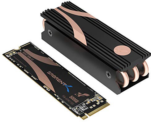 SABRENT M.2 NVMe SSD 500GB with Heatsink Gen 4, Internal Solid State drive 5000 MB/s Read, PCIe 4.0 2280, m2 Hard Drive Compatible with PCs, NUCs Laptops and Desktops (SB-ROCKET-NVMe4-HTSK-500)