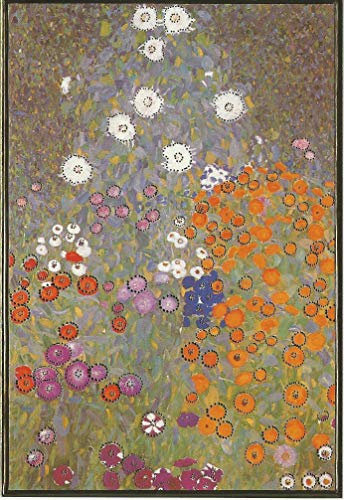 Kunstklappkarte Gustav Klimt Blumengarten Kunstkarte Doppelkarte Grußkarte Glückwunschkarte Goldprägung