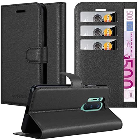 Cadorabo Hülle kompatibel mit OnePlus 8 PRO Handyhülle aus Premium Kunst Leder Flip Klappbare Stoßfeste Magnetische [Standfunktion] [Kartenfächern] Cover Hülle für OnePlus 8 PRO Tasche in Schwarz