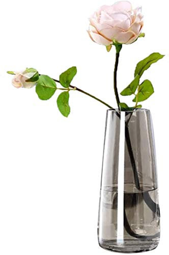 Klarglas Vase, Ins Style Irised Kristall dekorative Vase Blumenblume Pflanzenbehälter für Home Office Dekor, Geschenk für Hochzeit Einweihungsparty feiern Rauchgrau
