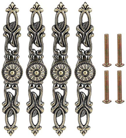 HERCHR 4 piezas manijas para tocador de bronce antiguo, pomos de puerta de aleación de zinc con Tornillos, tiradores de puerta de muebles manijas para gabinetes de cocina