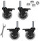 Hirate 4 Pack 3 Swivel Lockable Casters, 1/2-13 x 1.5 Threaded Stem Industrial Caster with Hex Nuts for Shopping Carts, Hand Trolley, Tools, Movable Furniture