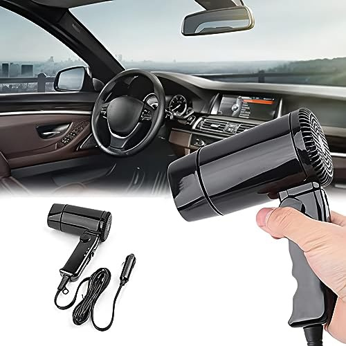 TOTMOX Sèche-cheveux pliant portatif chaud et froid 12V，sèche-cheveux de voyage automatique séchage rapide, dégivreur de fenêtre pour voyage de camping