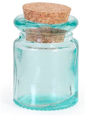 Acan Bote de vidrio redondo multiusos, frasco, tarro con tapón de corcho, reutilizable, rellenable, ungüentos, condimentos, aceite, 5,5 x 4,1 cm
