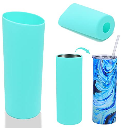 GORGECRAFT 2PCS Emballage en Silicone Sans Couture pour Gobelets à Sublimation 20oz Réutilisable Silicone Sublimation Sleeve Mug Clamp Sleeve Fixation For Full Wrap Tumbler Blanks Sublimation(Cyan)