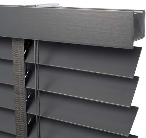 Holz Jalousie 50mm - Anthrazit - 90 cm x 175 cm - Fenster und Tür Jalousie - Holz-Jalousie