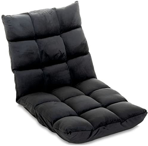 Nexos Relax-Lounger 53x52x60cm hell-blau Bodensofa verstellbar Relax-Sofa Bodenstuhl Jugendsessel Gästebett klappbar Sitzsack Klappbett Sitzkissen (Schwarz)