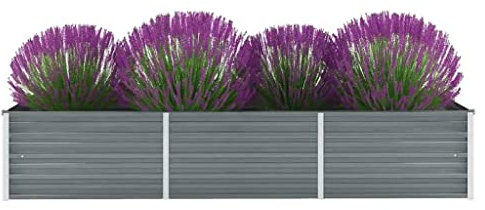 WIFESE Lit SuréLevé De Jardin Acier Galvanisé 240x80x45 Cm Gris Jardinieres Exterieur Jardiniere Bois Jardiniere Balcon Carré Potager Bacs ã Fleurs Rectangulaire
