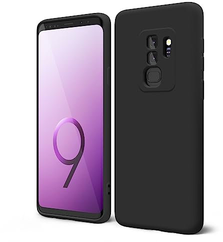 oakxco für Samsung Galaxy S9 Plus Silikon Case mit Kameraschutz, Ultra Dünn Bunt Handyhülle Mädchen, Einfarbig Handy Hülle Slim Schutzhülle, Matt TPU Weich Gummi Glatt Silikonhülle Bumper, Schwarz