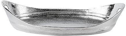 Bandeja – Tabla de servir aluminio plata – Bandeja de metal plateada bandeja decorativa – Decoración para salón, comedor o cocina – aspecto de piel de serpiente – 56 cm