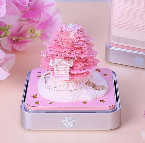 MZYZPPBD Schreibtisch Kalender Mit Lichtern 2025 3D Memo Pad Papier Kunst Sakura Baum Kreative Schreibtisch Kalender Papier Kunst Tempel des Himmels Skulptur Home Dekoration Geschenk,B