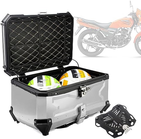 FUYAO Motorrad Koffer Aluminium Top Case Scooter Koffer, 45L 55L 65L 80L 100L wasserdichte Helmkoffer Motorradhecktasche Für Roller, Motorrad, Moped & Quad
