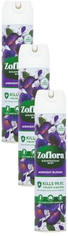 Zoflora Midnight Blooms 300ml, Air Spray Disinfectant Mist (Pack of 3)