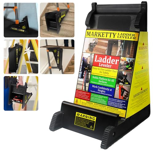 Ladder Leveler, Pitch Hopper, Ladder Stabilizer with Storage, Ladder Levelers for Stairs and Extension Ladders, Easy to Use, Conquer Uneven Ground (Regular Black)