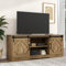 Sweiko Meuble TV, centre de divertissement avec 2 portes coulissantes, meuble TV multifonction avec étagères réglables, meuble TV en bois de qualité supérieure pour salle à manger et salon