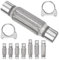 Swpeet 3 pièces 2,2 x 7,9 pouces tuyau d'échappement long avec 2,2 pouces échappement U - clip Kit, type universel tuyau d'échappement double tresse en acier inoxydable