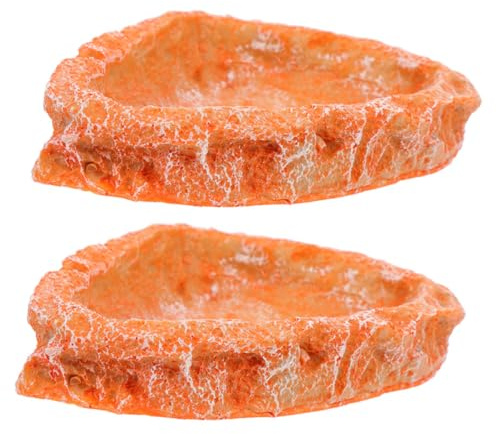 DOITOOL 2pcs Reptile Water Dish Bearded Dragon Food Bowl Snake Dish Turtle Habitat Accessories