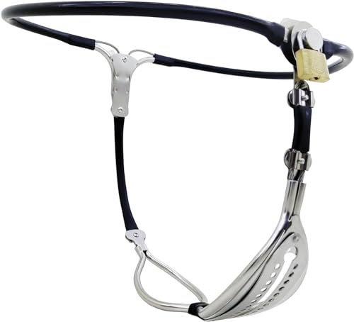 Vielretude Metall Keuschheitsgürtel Frauen mit Schloss Unsichtbar Keuschheitskäfig Unterwäsche chastity Bondage Fetisch Spielzeug SM Bondage Höschen (Schwarz, Einstellbar 60-90CM)