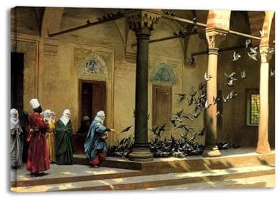 RYLJCZ Gerahmt. Leinwandgemälde von Jean-Léon Gérôm. (Haremsfrauen) Druck auf Leinwand. Reproduktion von Leinwandkunst-Postern, modernen Heimdekor-Bildern, 80 x 110 cm (31,5 x 43,3), gerahmt