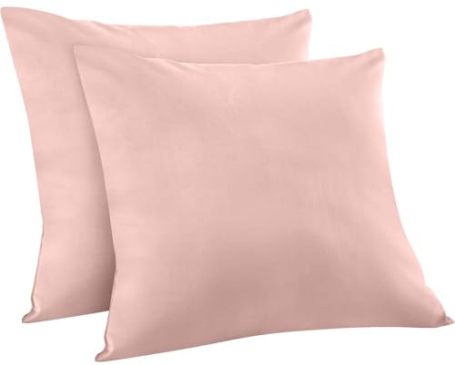 Warmstar Kissenbezug 40x40 Baumwoll Rosa 2er Set,100% langstapeligeer Baumwolle kissenbezüge 600er Fadenzahl Satinbindung Ultra weich atmungsaktiver Umschlag Kissenbezug für Kissen 40x40cm