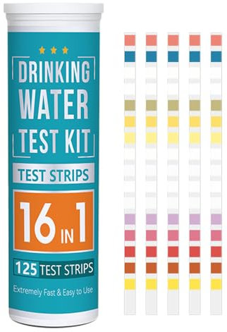 16-in-1 Wassertest Kits, 125 Streifen, Leitungswasser Trinkwasser Teststreifen, Wasserqualitäts Test Härtetest Kits für Trinkwasser, Schwimmbäder