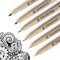 Toptime Fineliner Schwarz, 6 Stück Fineliner Set mit Brush Pen für Künstler, Wasserfeste Filzstifte mit 6 Verschiedene Linienbreiten, Zeichenstifte für Cartoons, Illustration, Technische Zeichnungen