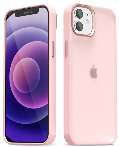oakxco Coque Translucidee Mat pour iPhone 12 Mini, Ultra-Slim Antichoc Anti-Rayures Souple Bumper Housse Case, Arrière Transparente Minimaliste,Fine et Lisse pour Homme et Femme, Rose