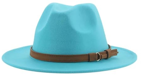 FULUJIDI Fedora Trilby Filzhut Hut Fedora Hüte Für Frauen Männer Breite Krempe Solide Frauen Hüte Band Gürtel Klassische Formale Kleider Hüte
