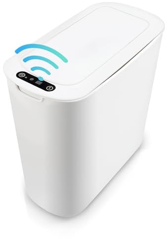 MEKOTRIN Slim Bathroom Bin with Lid - 10L Automatic Trash Can, Narrow Sensor Kitchen Bin Waterproof Garbage Can, Smart Waste Bin for Living Room Bedroom Bathroom Toilet Kitchen Office