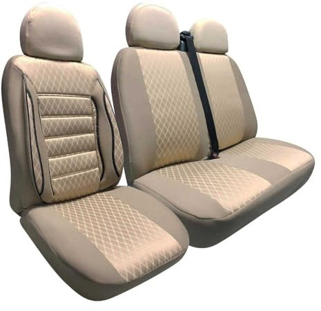 OMAC Sitzbezüge Schonbezüge Sitzschoner kompatibel mit Mercedes Sprinter 907 910 Beige 2+1 Vorne