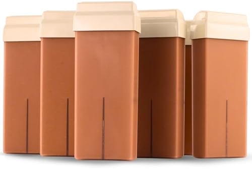 Haus-Held® Schokoladenwachs für empfindliche Haut - 6 Stück - 100 ml - Enthaarungswachs - Heißwachs zur Haarentfernung - Universelle Rolleneinheit für Wachserhitzer