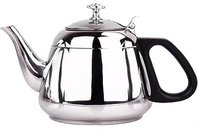 SDFGBNJK 2L Warmwasserkessel für den Haushalt,Edelstahl Teekessel große Kapazität schnelles Erhitzen Herd Kaffee Wasserkocher mit hitzebeständigem Griff für das Home Office Café,Silber