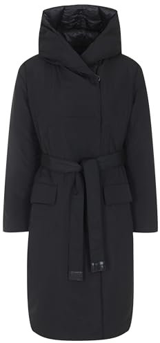 Baronia Damen Winter Steppmantel lang mit Gürtel, schwarz (DE/NL/SE/PL, Numerisch, 42, 48, Regular, Regular, Schwarz)