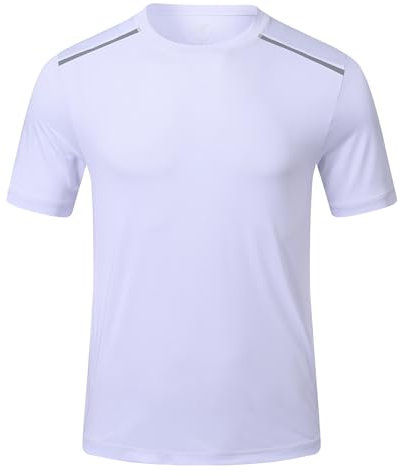Huayuzh UV Shirt Herren Rashguard T-Shirt Schwimm Shirt UPF 50+ Schnelltrocknend Leicht Atmungsaktiv Surfen Wandern Top Weiß M