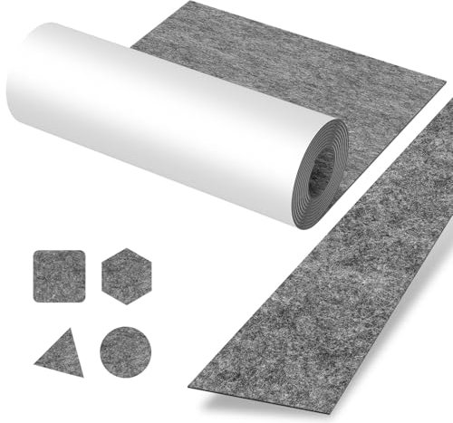 Ollewiellan Filzgleiter Selbstklebend 50cm x 150cm, Selbstklebender klebriger Filz Meterware Bezugsstoff Bastefilz Schneiden Sie jede Form für DIY Auto Box Liner, 2.5 mm Stark, Grau