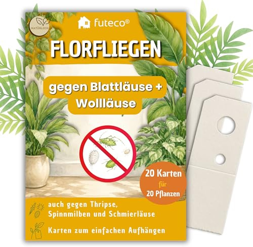 Futeco® Florfliegenlarven gegen Blatt-/Wollläuse & Thripse – 20 Karten | für 20 Pflanzen - zum einfachen Aufhängen - Biologische Schädlingsbekämpfung
