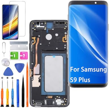 HLYGZX Écran pour Samsung Galaxy S9+ / S9 Plus TFT G965F G965U G965 Écran LCD de Rechange Assemblée réparation Kit (Noir avec Cadre,Pas d'empreintes digitales,Écran Non courbé)