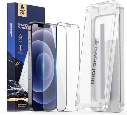 MAGIC JOHN 3rd Gen for iPhone 12/12pro for Tempered Glass (6.1 Inches), Auto Dust Elimination, 9H+ Hardness Film, Ultra Clear Screen Protector, Bubble-Free, with Top Upgraded Mounting Device