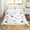 Homemissing Juego de ropa de cama de 3 piezas con funda de edredón y 2 fundas de almohada, diseño de cohete y naves espaciales para niñas, tamaño Super King