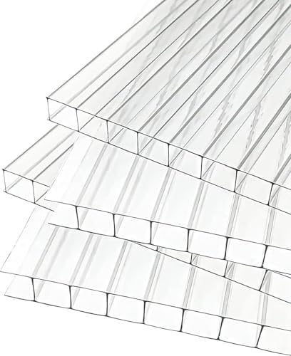 Placas huecas para invernadero, 60,5 x 66,2 cm, láminas de policarbonato, láminas de plástico de 4 mm, láminas de invernadero resistentes a la intemperie, láminas de policarbonato, techos ondulados