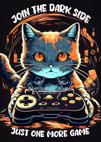 Bunte Kunst Coole Gaming-Katze Wandkunst Leinwand Malerei Gamer Controller Poster Drucke E-Sport Bild Raumdekor Kein Licht A10 30X40Cm Kein Rahmen