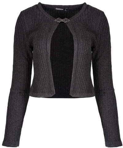 OS Trachten Strickjacke Mia Damen | Kurze Trachtenjacke zum Dirndl | Strick Trachten (DE/NL/SE/PL, Numerisch, 38, Regular, Regular, anthrazit)