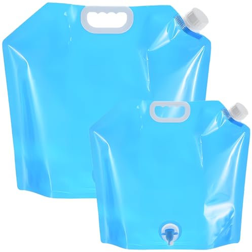 Wasserkanister mit Hahn, Wasserkanister, 2 Stück Trinkwasserkanister, Tragbarer Faltbarer Wasserkanister mit Verschlussdeckel, wasserkanister faltbar für Outdoor Festival Camping Zubehör (1x5L+1x10L)